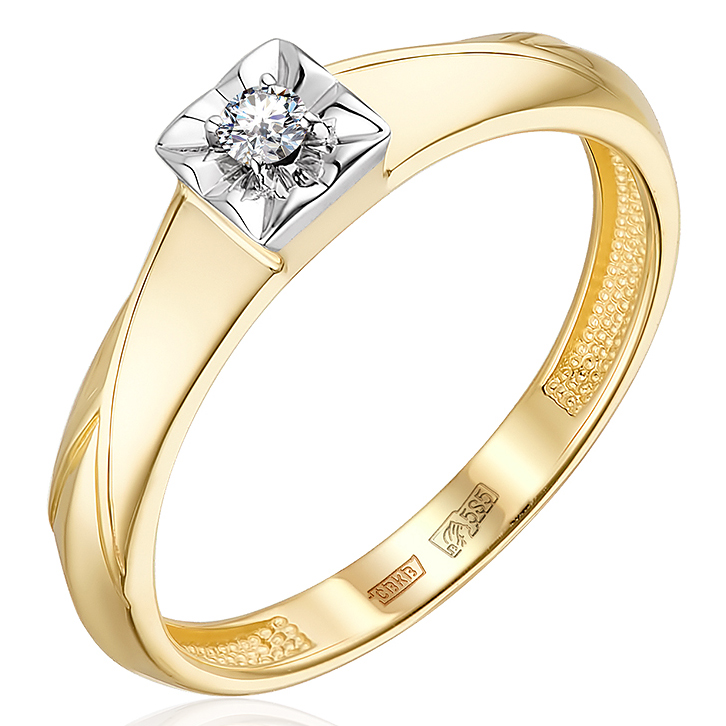 Кольцо, золото, бриллиант, 1-11-1004-101